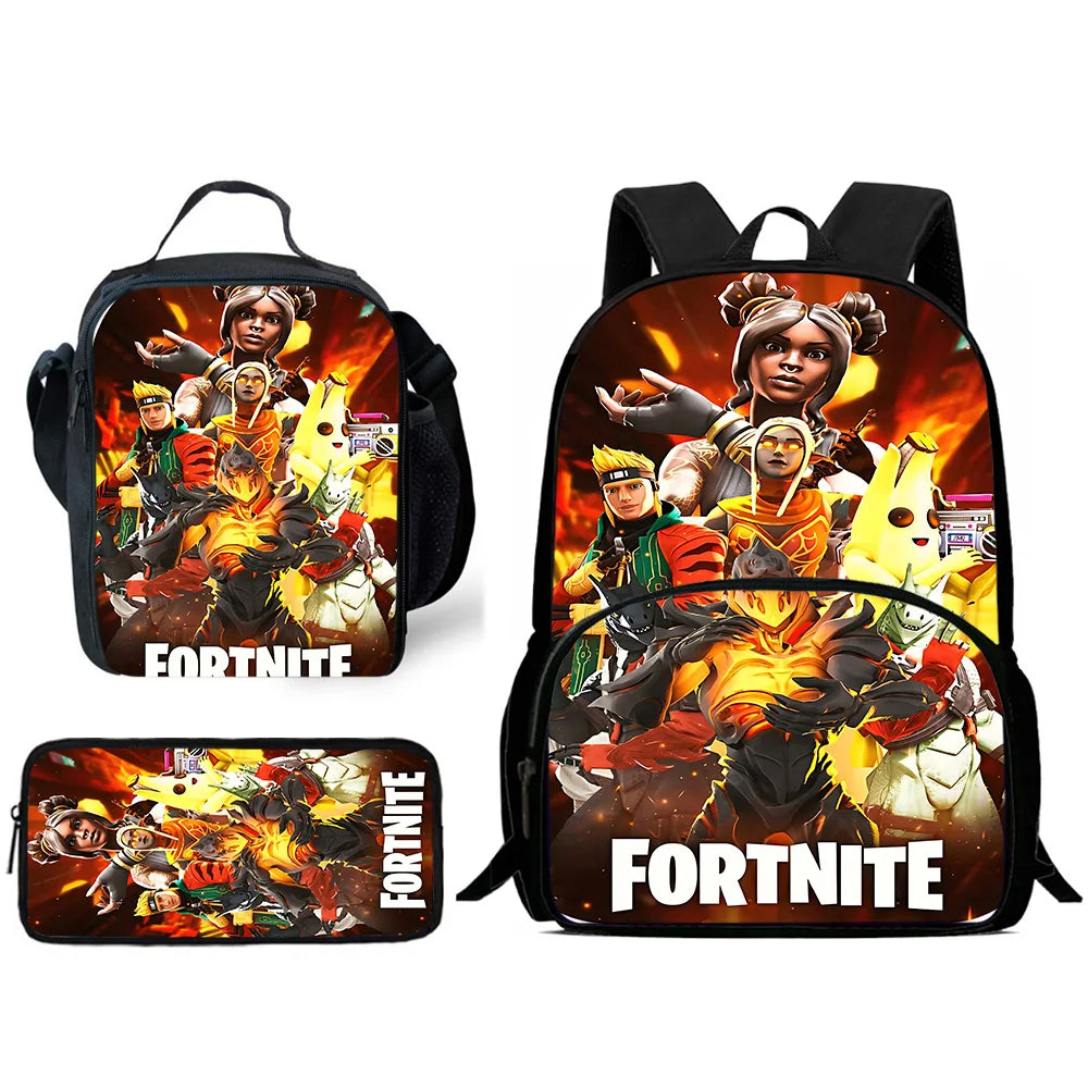 Hot Game Design Child Backpacks F-FortniteS Lunch Bag Pencil Case Pupil Large Capacity School Bags For Boy Girl Best Gift