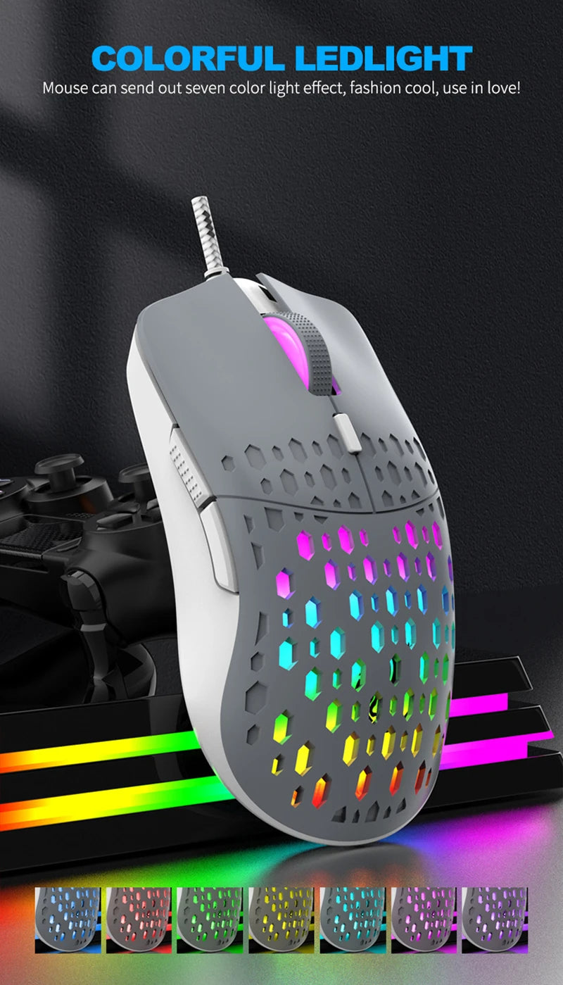 OnePlus G701 Wired Gaming Mouse, 6-Button Honeycomb RGB Gaming Mouse for PC, Ergonomic USB Wired Gaming Mouse for Windows, macOS & Office Use