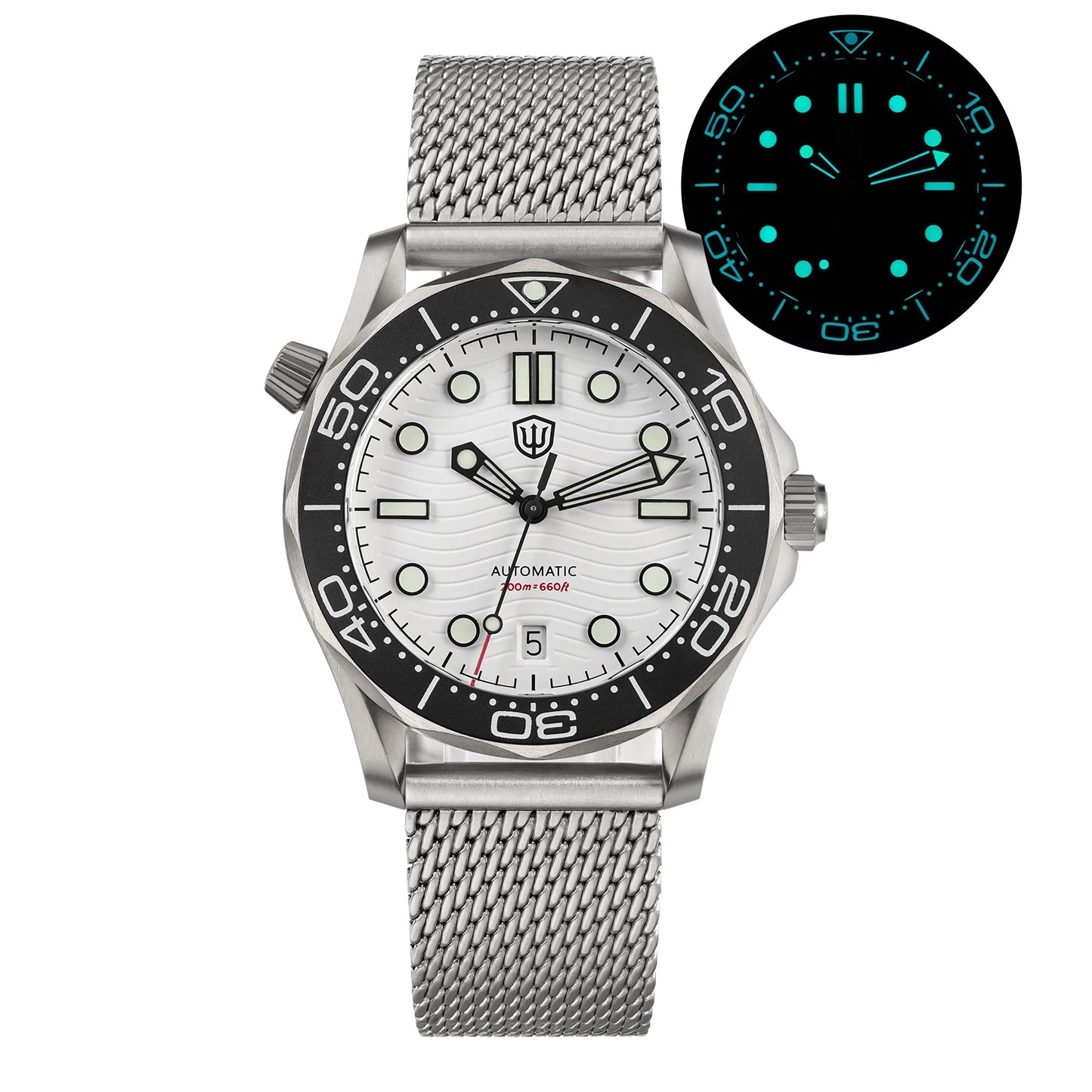 Watchdives WD007 V2 39mm Titanium Dive Watch PT5000 Automatic Movement Luminous 200m Waterproof Domed Bubble Sapphire Watches