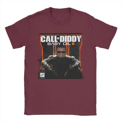 Pánské tričko Call of Diddy Party Brainrot Sigma, humorné tričko ze 100% bavlny, krátký rukáv, tričko s kulatým výstřihem, klasické oblečení