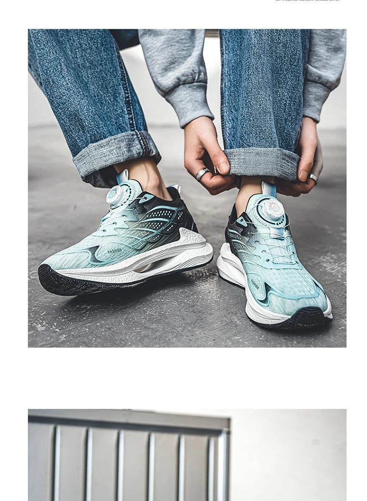 Letnie, oddychające, codzienne buty sportowe dla mężczyzn, nowe, modne i wszechstronne buty do biegania z oddychającą siateczką i obrotową klamrą, odpowiednie do uprawiania sportów na świeżym powietrzu i do codziennego noszenia