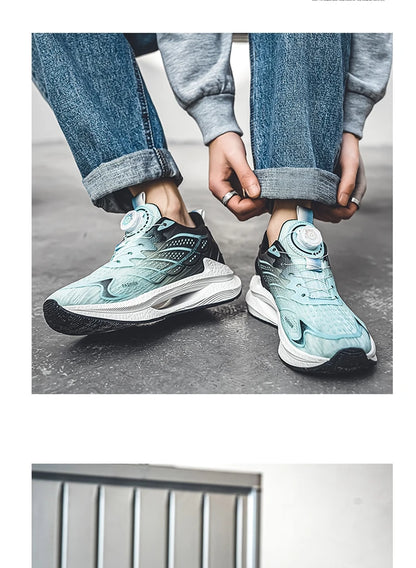 Letnie, oddychające, codzienne buty sportowe dla mężczyzn, nowe, modne i wszechstronne buty do biegania z oddychającą siateczką i obrotową klamrą, odpowiednie do uprawiania sportów na świeżym powietrzu i do codziennego noszenia