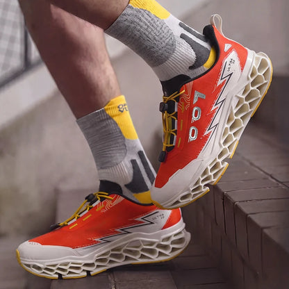 Summer Hot Selling Professional Mens Sports Shoes Marathon 3D Printed Sole Running Shoes Foot Protecting Commuting Walking Shoes