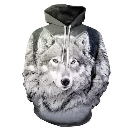 Sweatshirt com Capuz Oversized para Homem 2023, Padrão 3D de Lobo e Animais, Guerreiro Feroz, Moda Streetwear, Corte Largo, Fato de Treino Divertido para Fitness