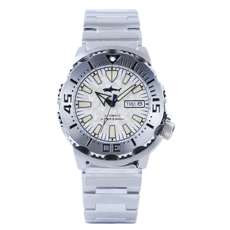 Relógio de mergulho masculino Heimdallr Sharkey Monster V2 em aço inoxidável 316L, movimento Japan NH36A, 200M à prova de água, relógios mecânicos para homem