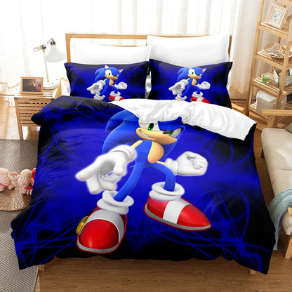 Cute Sonics Boy Bedding Set Exquisite 3D Digital Cartoon Sonics Duvet Cover Comforter Bed Youth Kids Girl Boys Gift