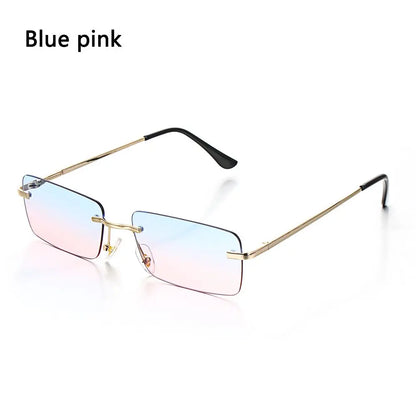 Fashion Rimless Rectangle Sunglasses Women Luxury Design Sun Glasses Ladies Retro Gradient Eyewear Summer UV400 Sun Shades