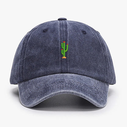 Casquette de baseball vintage souple avec broderie « Mini Cactus » pour homme et femme, effet délavé, pour le sport, la pêche, papa, visière, été, automne, casquette à visière