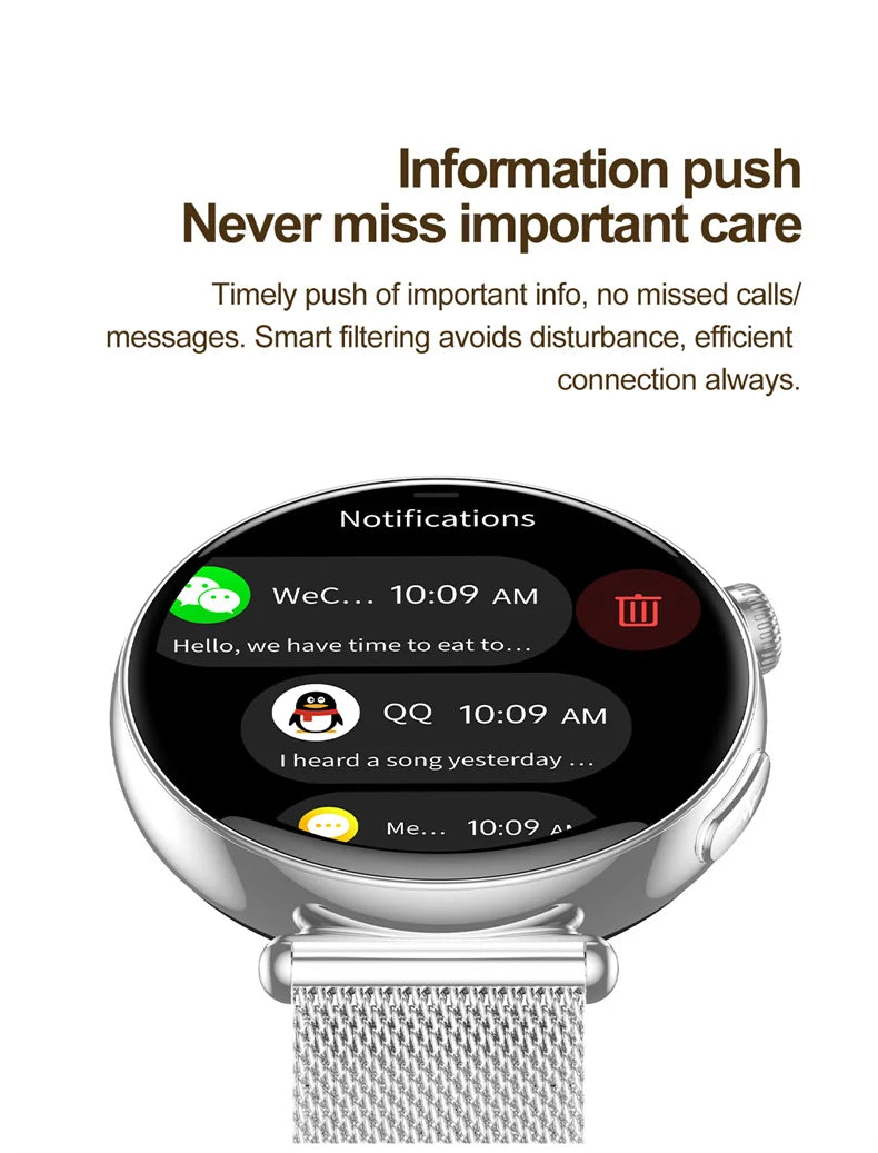 New 1.32inch Smart Watch For Women Health ECG Health Lady Watches Full Touch Screen Call Custom Dial Diamond Strap Smartwatch