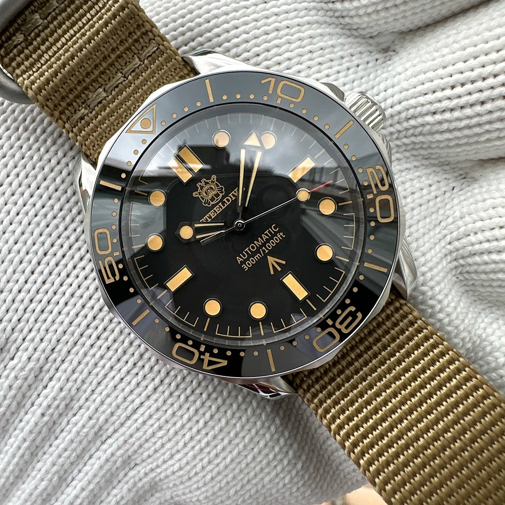STEELDIVE SD1957 New Arrival 42MM Vintage Bezel 300M Waterproof NH35 Green Luminou Sapphire Glass Automatic  Dive Watch Montre
