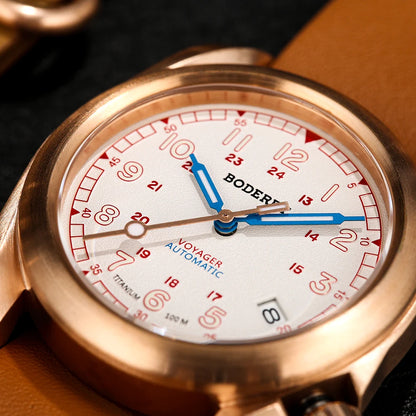 Boderry VOYAGER Field Watches Bronze Case Automatic For Seiko NH35 Watch 100M Waterproof Clock Military Vintage Wristwatch Mens