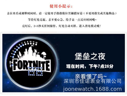 Orologio Fortnite Cute Fashion Cartoon personalizzato Kawaii Touch con luce notturna LED, orologio elettronico per studenti, regalo per amici