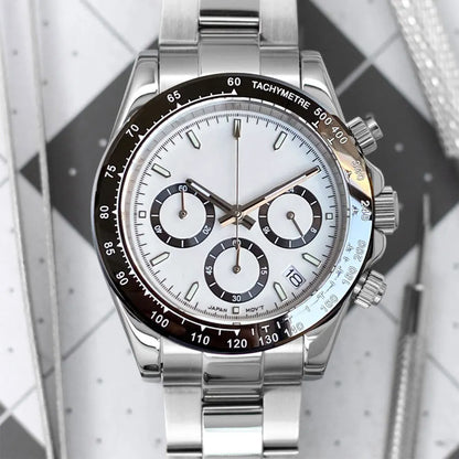 Relógio de Luxo para Homem VK63 com Movimento de Quartzo, Cronógrafo Business, 39mm, Aço/Ouro Rosa, Data, Mostrador Luminescente, Cronógrafo Completo