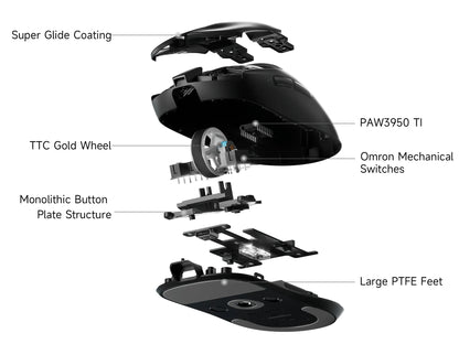 MCHOSE A7 V2 Rato Gaming Sem Fios Leve, Dupla Taxa de Polling de 8,000Hz, PAW3950 TI, Rato Gaming, Esports e Escritório