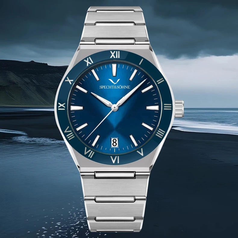 Dropshipping New Fashion Specht & Söhne Luxury Quartz Watch For Men 38MM Stainless Steel Watch Sapphire Crystal 50M Waterproof
