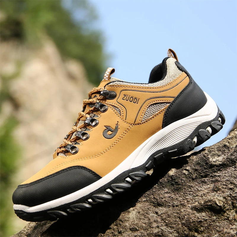 Autumn And Winter Models, Men's Waterproof Hiking Shoes, Outdoor PU Leather Sports Shoes, Wear-Resistant,  Walking, Tactical