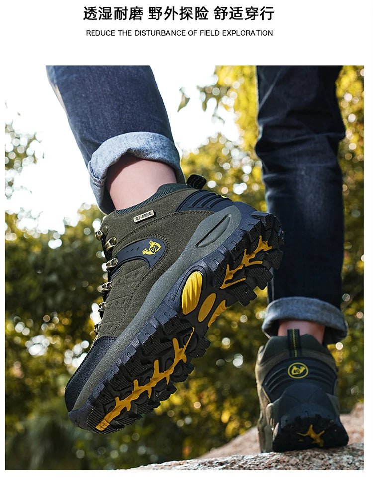 Outdoor trekking shoes autumn winter men waterproof hiking shoes mountain boots genuine leather woodland hunting tactical shoes