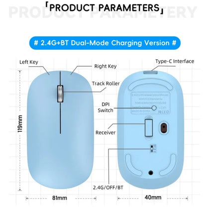 Lenovo Bluetooth Wireless Mouse Dual Mode 2.4G & Bluetooth 5.3, Type-C Rechargeable Silent Ergonomic Mouse with Adjustable DPI for Laptop & Office