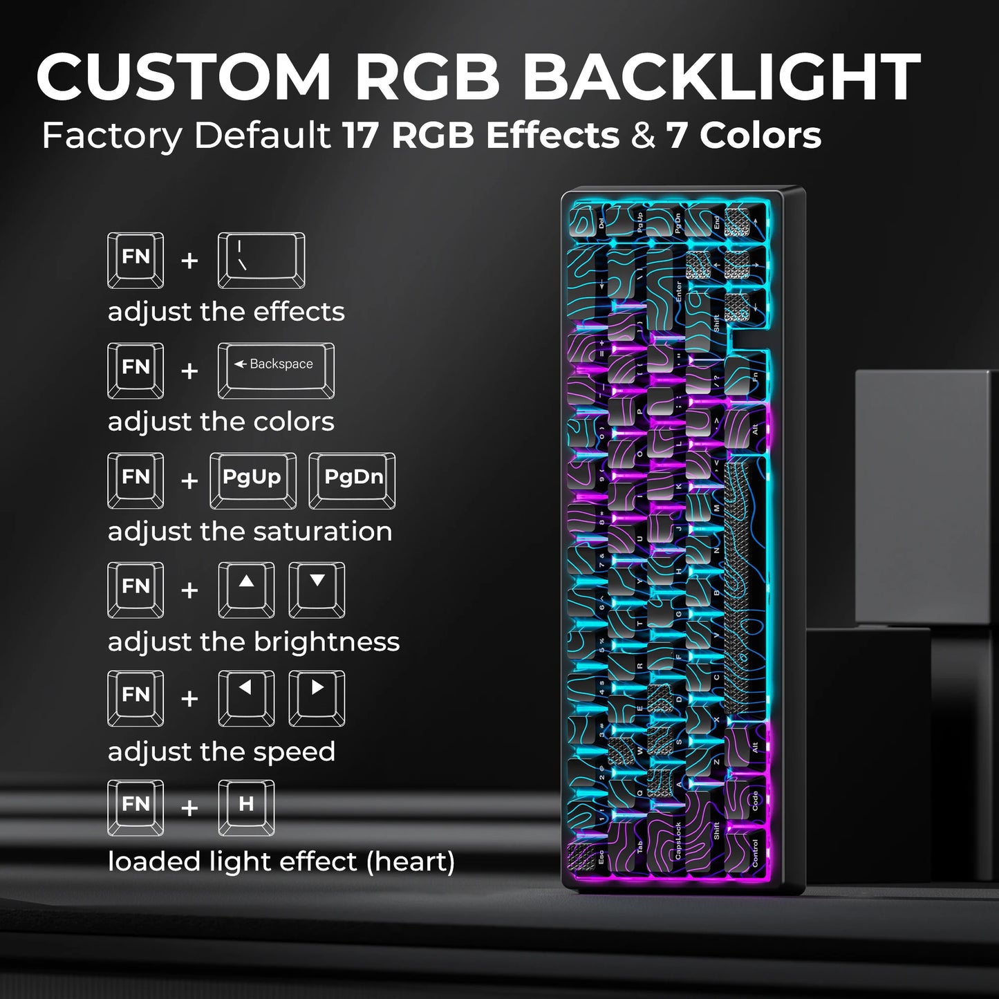 Teclado mecânico XVX M67 JadeStone com teclas IMD-Tech, hot-swappable, gasket, tri-mode, RGB personalizado, sem fios, 65%