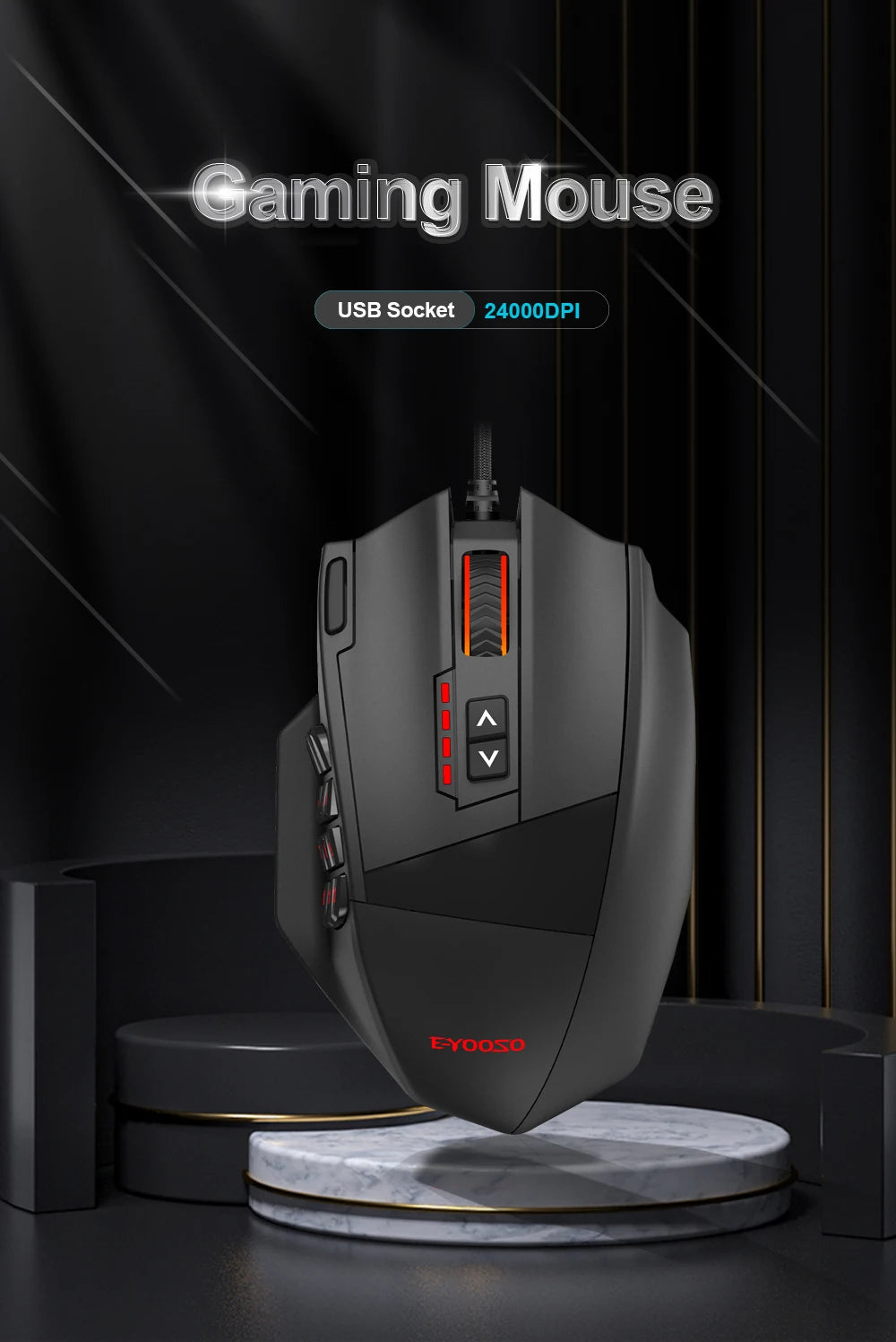 E-YOOSO X-39 USB Wired RGB Gaming Mouse, 24000 DPI Programmable Gaming Mouse with 19 Buttons, Optical Gaming Mouse for PC & Laptop