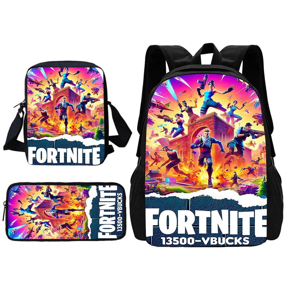 Hot Game Shooting Fortnites Child School Backpack With Shoulder Bag Pencil Bags School Bags for Boys Girls Best Gift