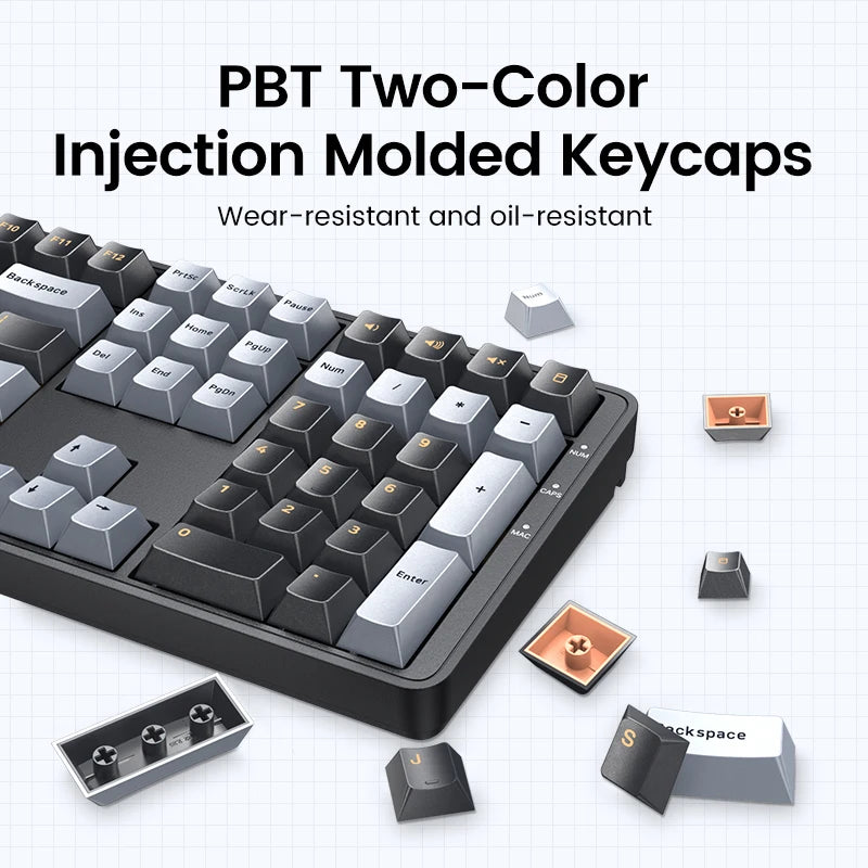 Teclado Mecânico UGREEN 108 Teclas PBT Teclado com Fio Switch Red Russo/Coreano/EN para Desktop Portátil Windows Mac OS Gaming