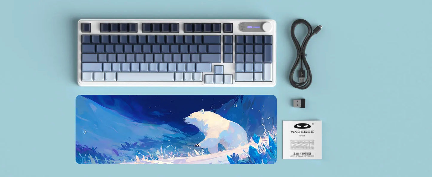 Magegee GK960 Membrane Keyboard Wireless 2.4G BT 98 Keys ABS Side Engraved Keycaps Adjustable RGB Lights for Office Game Windows