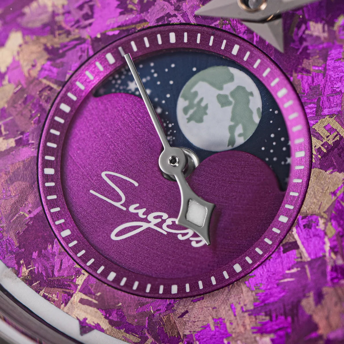 Sugess Watch of Men Moonphase ST2528 Movement Automatic Mechanical Wristwatches Waterproof Sapphire Crystal Titanium Dial S401