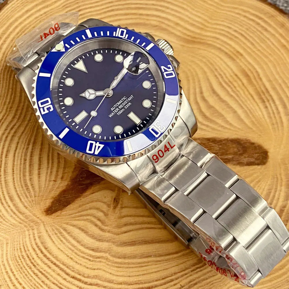 Relógio de Homem Automático Miyota8215 Impermeável 200m, Relógio de Mergulho 40mm com Movimento Mecânico, Luminoso, Bracelete Jubilee e Fecho Glide Lock