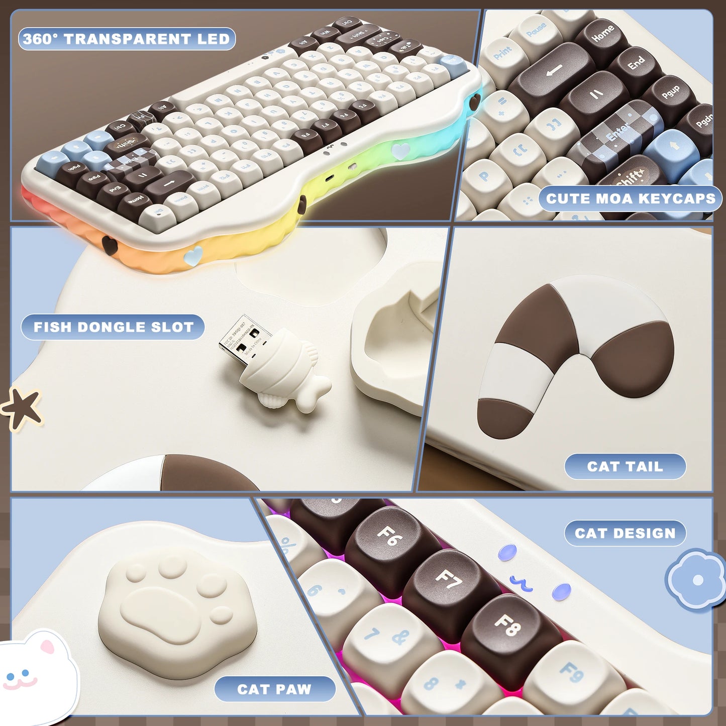 Teclado mecânico sem fios YUNZII C75, 75% cremoso com Hot Swap e RGB personalizável, design Gasket Cute Cake, para Win/Mac/Gaming