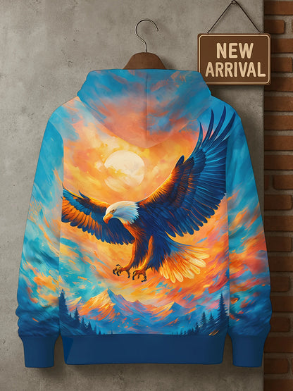 Sweatshirt com Capuz Masculina Cool Eagle Fashion 2025, Edição 3D Impressa, Tendência American Eagle, Sportswear Casual Unissexo para Homem e Criança