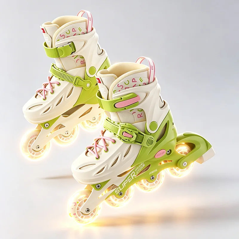Inline Skates boy black Adjustable Size pink girl Children Sports Rollerblades High Speed new LED Light Up Professional