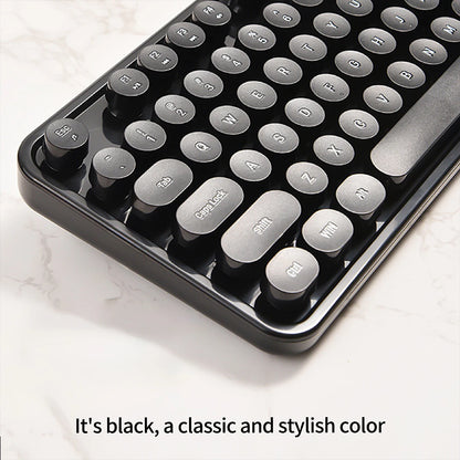 MOFii Black Retro Round Keycaps Wireless Keyboard & Mouse Combo, 2.4G Quiet Office Set, US QWERTY Layout