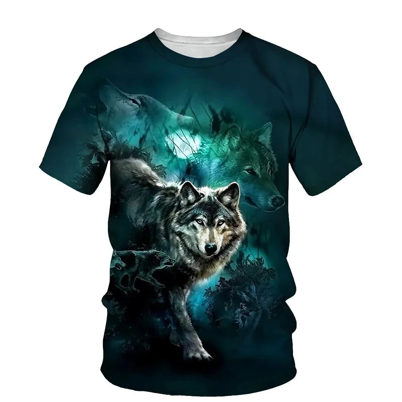 Animal Wolf Pattern 3D Print Men O-Neck Tshirt Fashion Tees Casual Short Sleeve Oversized Y2K Harajuku Unisex Clothing