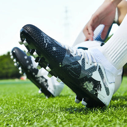 AG/FG Long Studs Soccer Shoes，PU Fabric Mixed Upper，TPU Sole Wear Resistant Anti Slip，Men Women Kids Youth Outdoor Sports