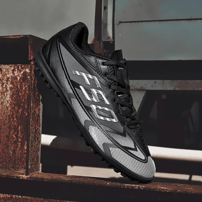 Breathable TF Soccer Shoes Men Women Kids PU+Fabric Non-Slip Wear-Resistant Rubber Sole Training Shoes