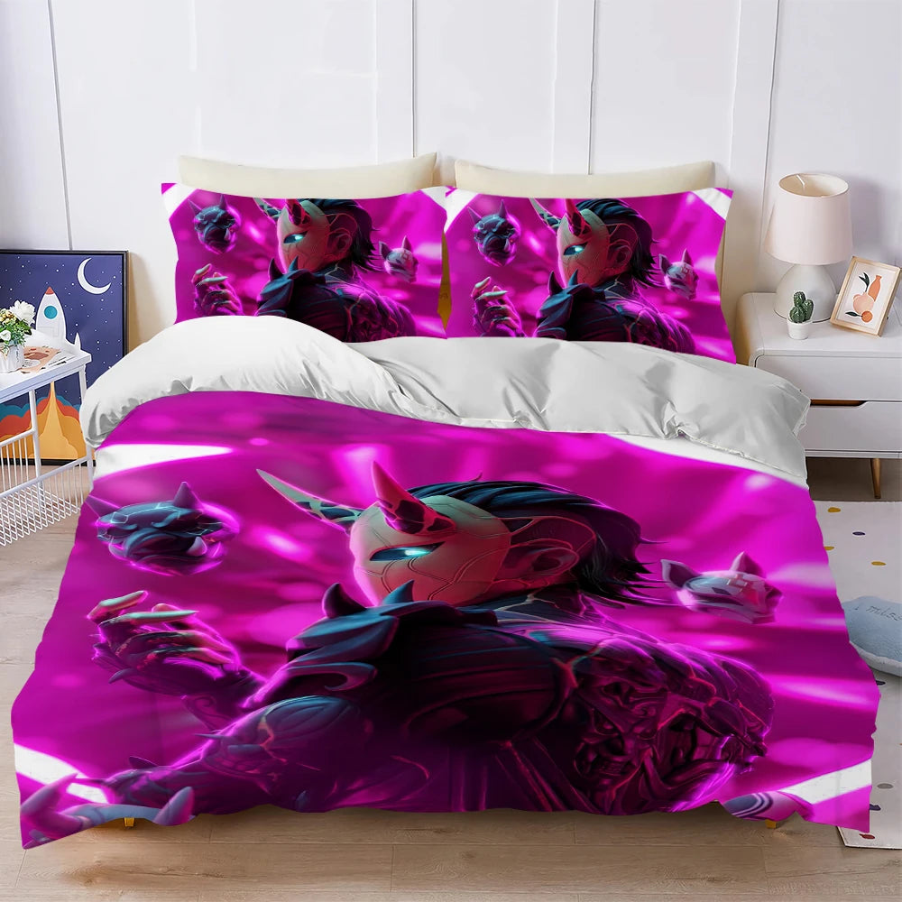 Conjunto de capa de edredão Battle Game F-Fortnite, lavagem suave, 3 peças, cama de verão confortável, dormitório de estudante, casa, roupa de cama para bebé, mais vendido