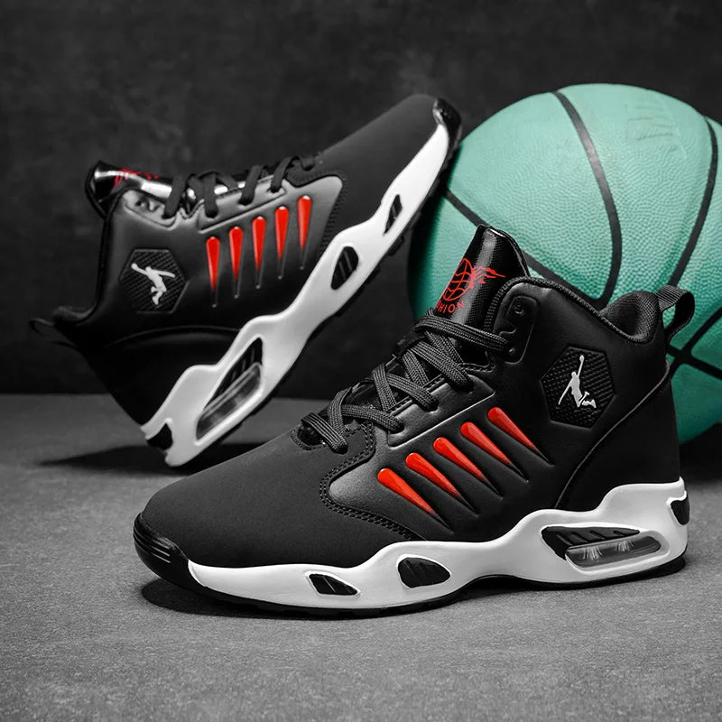 Men's High-Top Basketball Shoes Feature a Breathable Mesh Design for Maximum Comfort Outdoor Shock-Absorbing Running Shoes, High-Rebound Cushioning Technology, Make Running Smoother and More Comfortable, Enhance Support, Styl