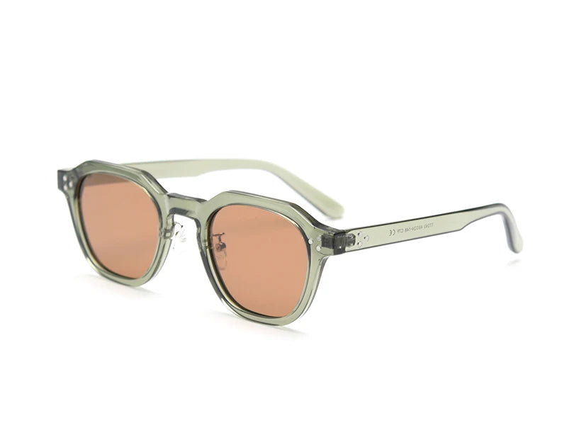 Peekaboo korean style retro sun glasses for women TR90 frame polygon polarized sunglasses uv400 male green brown 2023 summer