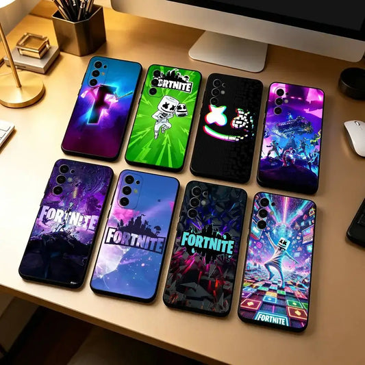 F-Fortnites-PC-spiltelefoncover til Samsung S25,S24,S21,S22,S23,S30,Ultra,S20,Plus,Fe,Lite,Note,10,sort cover