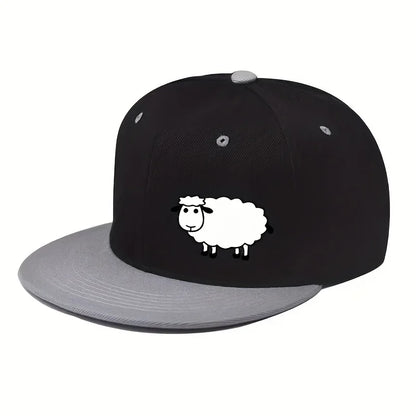 Casquette de baseball unisexe ajustable - Casquette de style urbain à visière plate avec motif de mouton : un accessoire décontracté, polyvalent et personnalisable