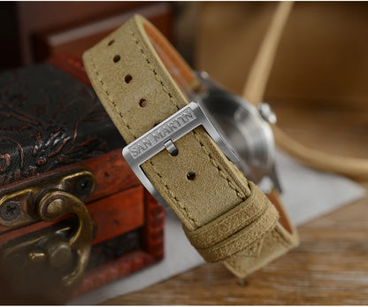 San Martin 39.5mm Retro Chinese Characters Indices Dial Men Pilot Watch YN55 100M Waterproof BGW-X1 Luminous SN0033C