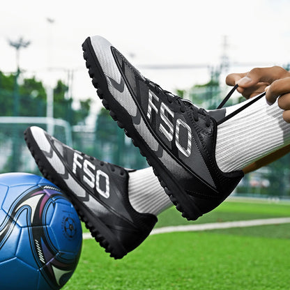 All Season TF Turf Football Boots PU Breathable Fabric Upper Rubber Non-slip Sole Durable Men Women Teenager Shoes