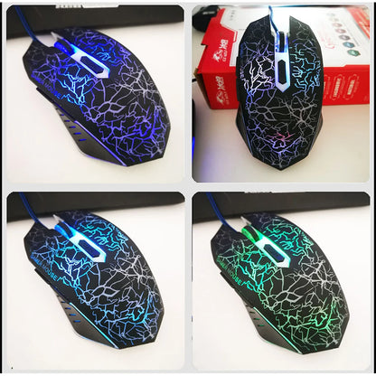 Rato gaming com fios USB 2400 DPI, rato profissional para gamer com retroiluminação LED, rato ergonómico para computador, PC, portátil e MacBook