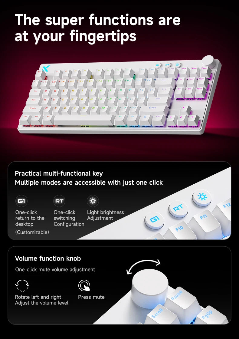 MCHOSE MIX87 Wired Gaming Keyboard Magnetic Switch Keyboard 8K+256K Esport 0.08ms Low Latency E-Sports Custom Gamer Accessories