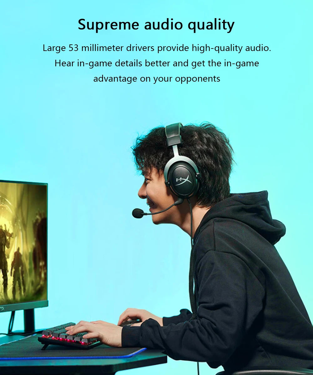 HyperX Cloud II Gaming Headset Hi-Fi 7.1 Surround Sound/Detachable Mic/USB Sound Card For PC PS Cloud 2 Wired Gaming Headphone
