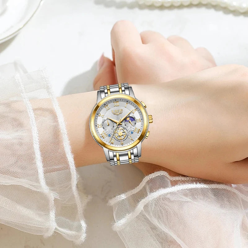 2024 LIGE Top Luxury Women Watch Creative Steel Women's Bracelet Wrist Watches Ladies Fashion Waterproof Female Relogio Feminino