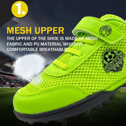 Boys' and Girls' TF Children's Football Shoes Hook and Loop Football Boots No Spikes Lacrosse Beginner Cricket Shoes Baseball Shoes