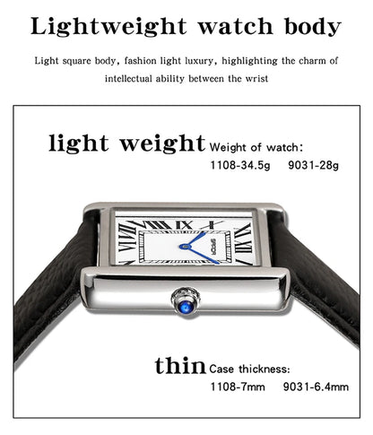 SANDA New Couple Tank Watches Wear Resistant Leather Strap Luxury Square Dial Waterproof Sports Casual Men Women Quartz Watches
