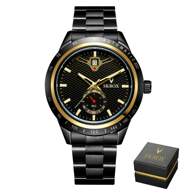 SKROX Luxury Sapphire Stainless Steel Automatic Movement Mechanical Clockwork Man Watch Military Waterproof Men's Wrist Watches